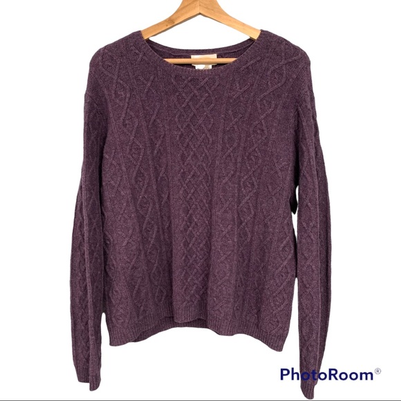 Talbots Lambswool Cable Knit Purple Sweater Women’s Size Large - Picture 8 of 8